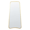 Espejo decorativo alargado trapezoidal, marco metálico dorado, para pared