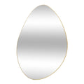 Espejo decorativo ovalado orgánico, marco metálico dorado fino, para pared