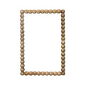 Espejo decorativo rectangular con marco de cuentas de madera natural, para pared